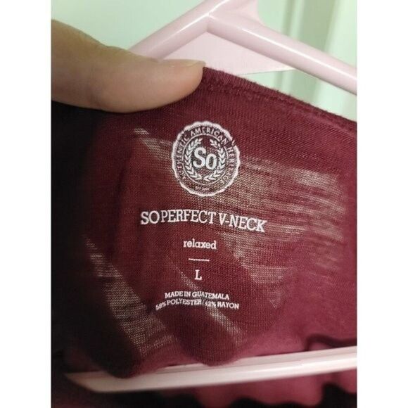 ~ womens red soft and see through v neck shirt size large - Picture 3 of 3